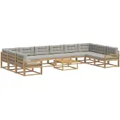 vidaXL Outdoor-Sofagarnitur 11 stk. Weiß und Hellgrau
