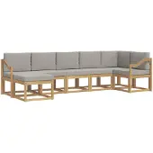 vidaXL Outdoor-Sofagarnitur 7 stk. Weiß und Hellgrau
