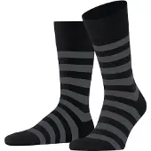 Falke Sensitive Mappd Line Herren Socken, 47-50, Schwarz, Streifen, Baumwolle