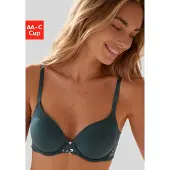 Vivance Schalen-BH "Thea", Damen, Gr. 75, Cup AA, grün (petrol), Spitze, Obermaterial: 48% Polyamid, 41% Polyester, 11% Elasthan, BHs Schalen-BH, mit Bügel & feiner Blumenstickerei, sexy Dessous