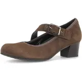 Gabor Pumps , Damen, Gr. 36, Leder, braun, Veloursleder, Schuhe Pumps, Blockabsatz, Businessschuh, Spangenpumps, Komfortweite H (=sehr weit)