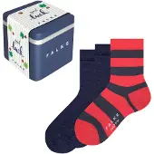 Falke Happy Giftbox 3-Pack Kinder Socken, 23-26, Mehrfarbig, Uni,Streifen, Baumwolle