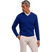 Falke Cotton Knit Herren Pullover, M, Blau, Uni, Baumwolle