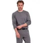Falke Cotton Knit Herren Pullover, 3XL, Grau, Uni,Streifen, Baumwolle