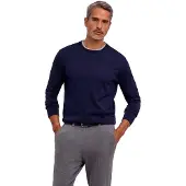 Falke Cotton Knit Herren Pullover, S, Blau, Uni,Streifen, Baumwolle