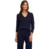 Falke Pure Merino Wool Damen Pullover, L, Blau, Uni, Schurwolle