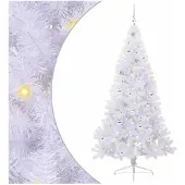 vidaXL Künstlicher Weihnachtsbaum Weiß 210 cm PVC und Stahl