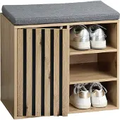 Kesper Schuhbank "Schuhschrank mit Sitzkissen", braun, B:56cm H:48cm T:29,5cm, FSC-zertifizierter Holzwerkstoff, Sitzbänke, Schuhbank, grifflos, Sitzkissen abnehmbar und waschbar