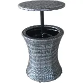 Garden Pleasure Gartentisch "MUMBAI", grau (dunkelgrau, dunkelgrau, dunkelgrau), H:85cm, 8 mm flaches Kunststoffgeflecht;Stahl, Tische, Gartentisch, mit Getränkekühler