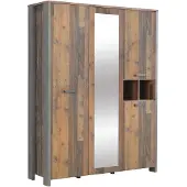 Forte Kleiderschrank CLIF 4-trg Old Wood Vintage Beton Optik Braun 156,4x52,3x205,4 cm