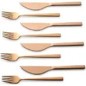 Echtwerk EW-PK-2205 Pizzabesteck-Set Pizzaset Steakbesteck Essbesteck 8-tlg. 4 Personen 4 Pizzamessern und 4 Pizzagabeln Edelstahl Silber-Edition, Farbe:Bronze