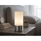Meine Wunschleuchte Kleine Tischlampe Touch dimmbar, Nachttischlampe mit Zylinder Glasschirm H: 20cm