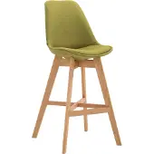 CLP Barhocker Cannes Stoff-Bezug I Holz-Gestell, Farbe: grün, Gestellfarbe: natur