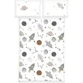 Herding Babybettwäsche BABY BEST "BabyBest Weltall", bunt, B/L: 100cm x 135cm, 1 Stk., 1 Stk., Flanell, B/L: 40cm x 60cm, 2 Stk., Flanell, Obermaterial: 100% Baumwolle, Bettwäsche, Babybettwäsche