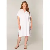 Base Level Curvy Tunikakleid "Yacinthe", Damen, Gr. 50, N-Gr, weiß (natural weiß), Web, Obermaterial: 55% Leinen, 45% Viskose, gerade knielang, Serafino, Kleider Tunikakleid, Große Größen