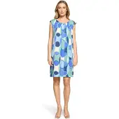 Betty Barclay A-Linien-Kleid "Freizeitkleid mit Rundhalsausschnitt", Damen, Gr. 46, EURO, bunt (blau, grün), Obermaterial: 100% Viskose CV., Kleider A-Linien-Kleid