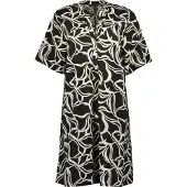 Blue Seven Sommerkleid "Kleid", Damen, Gr. 38, Kurzarm, schwarz-weiß (9990, schwarz), 85% Viskose, 15% Polyamid, normal, Kleider Sommerkleid