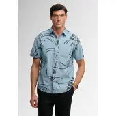 Superdry für Herren. M4011129A Vintage Loom Kurzarmhemd blau (XL), Lässig, Baumwolle