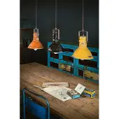 FERROLUCE Industrial Keramik-Hängeleuchte Ø 23cm Orange Rund