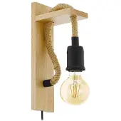 Eglo Wandleuchte Rampside aus Holz und Seil, schirmlos
