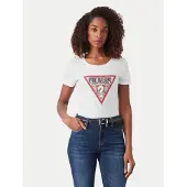 GUESS für Damen. W6YI25K4344 T-Shirt Dreieck Paisley Kurzarm Weiß (XS), Lässig, Baumwolle