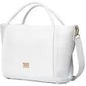 Marc Ellis Cremefarbene Lederschultertasche aus 100% Rindsleder off-white UNICA 36x28x16 cm LOLA L PLATE OFF-BLANC