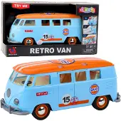 Lean Toys Retro Car Van Bus Lights Sounds Opening Doors Blue