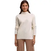 Falke Damen Pullover, S, Weiß, Rippe, Schurwolle