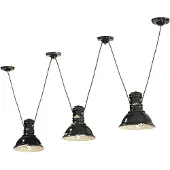 FERROLUCE Industrielle Eisen und Vintage-Keramik-Kronleuchter Schwarz 3 Lichter E27