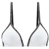Copenhagen Studios Triangel-Bikini-Top "Cody", Damen, Gr. 40, Cup C/D, weiß, Recycling-Polyamid, Schriftzüge, kontrastfarbene Details, Bikini-Oberteile Triangel-Bikini-Top, mit Markenbranding