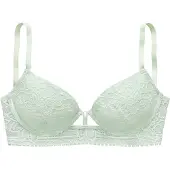 LASCANA Push-up-BH , Damen, Gr. 75, Cup A, grün (hellmint), Spitze, Obermaterial: 60% Polyamid, 33% Polyester, 7% Elasthan, BHs Push-up-BH, mit Bügel aus floraler Jacquardspitze, sexy Dessous