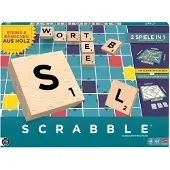Mattel Games Scrabble Brettspiel, Familienwortspiel mit Buchstabensteinen und Buchstabenbänkchen, zwei Spielmöglichkeiten, deutsche Ausgabe, Brettspiel, Wort, 8 Jahr(e), Familienspiel