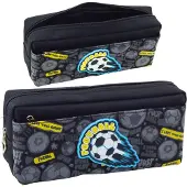 Lean LeanToys Federmäppchen Schul-Organizer mit Fußball Zwei Taschen Schwarz