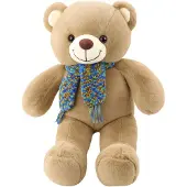 Leantoys Plüsch Maskottchen Knuddeliger Teddybär Bunter Wollschal Braun 55Cm