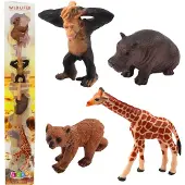 Lean Toys LeanToys Satz Mini-Figuren Wildtiere Schimpanse Giraffe 6-9Cm 4Stk