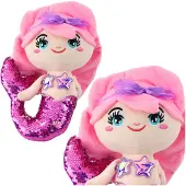 Lean Toys LeanToys Plüsch Meerjungfrau Kuschelschwanz In Pailletten Rosa Und Lila 28Cm