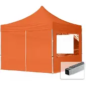 TOOLPORT 3x3m Aluminium Faltpavillon, inkl. 4 Seitenteile, orange