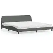 vidaXL Bett mit Matratze "Dover" Dunkelgrau 200x200 cm Stoff