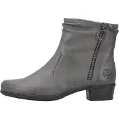 Rieker Damen Stiefelette Reißverschluss Blockabsatz Boot Y0741, Größe:37 EU, Farbe:Grau