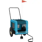 vidaXL Fahrradanhänger Hunde Blau und Schwarz Oxford-Gewebe & Eisen