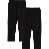 Bonprix Caprileggings , Mädchen, Gr. 128/134, N-Gr, schwarz, Obermaterial: 95% Baumwolle, 5% Elasthan, skinny fit, Hosen Caprileggings, aus Baumwoll-Mix, Skinny Fit, Capri-Länge, im 2er-Pack