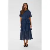 Culture Midikleid "Damen Kleid CUfika", Damen, Gr. S, N-Gr, blau (marineblaus), Obermaterial: 100% Polyester PES., Kleider Midikleid