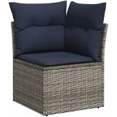 vidaXL 10-tlg. Garten-Sofagarnitur mit Kissen Grau Poly Rattan