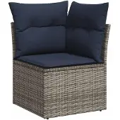 vidaXL 5-tlg. Garten-Sofagarnitur mit Kissen Grau Poly Rattan