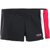 H.I.S. Boxer-Badehose H.I.S, Herren, Gr. 6, N-Gr, weiß (schwarz, rot, weiß), Polyamid, Badehosen Boxer-Badehose, mit Kontrasteinsätzen
