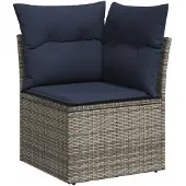 vidaXL 8-tlg. Garten-Sofagarnitur mit Kissen Grau Poly Rattan