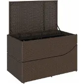 vidaXL Klappliege mit Auflage und Stauraum Braun Poly-Rattan