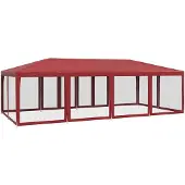 vidaXL Partyzelt mit 12 Mesh-Seitenteilen Rot 8x4 m HDPE