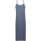 Superdry für Damen. W8012119A Bedrucktes Maxikleid blau (S), Lässig, Viskose, Ärmellos / Hosenträger