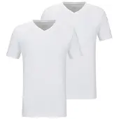 Falke 2-Pack Herren T-Shirt Daily Comfort, 3XL, Weiß, Uni, Baumwolle